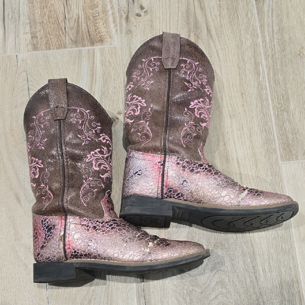 Brown and Pink Western Boots